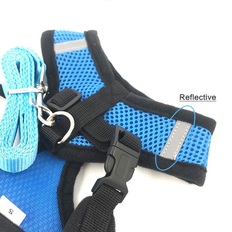 Emoly Soft Mesh Dog Harness Vest, Small Dog Harness, Night Reflective Adjustable Mesh Harness with Padded Vest and Leashï¼ˆOrangeï¼‰ - Image 2